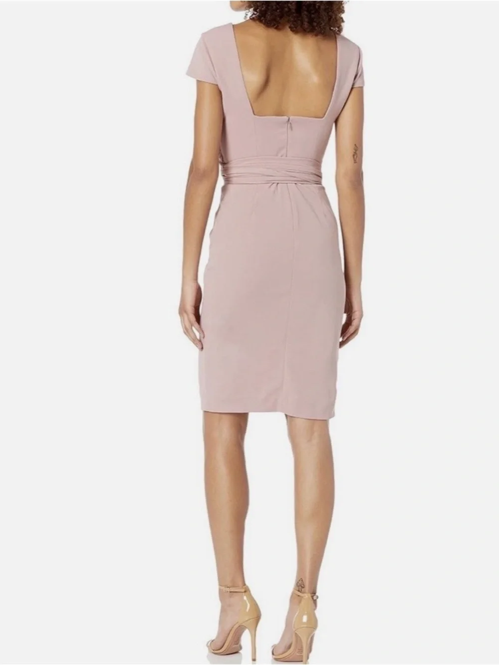 Dress the Population Mauve ElegantNeck Tie-Waist DressDusty Rose Women XXL-NWT